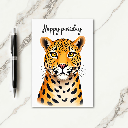 Playful Birthday Spotted Feline Card