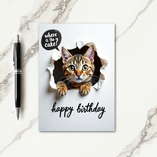 Playful Birthday Tabby Cat Card