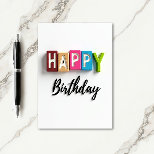 Playful Block Letters Birthday Card