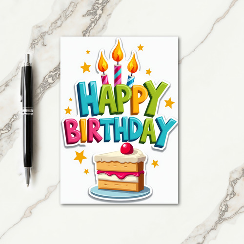 Playful Cake Slice Birthday Card