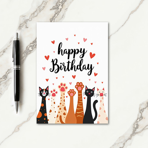 Playful Cat Birthday Art Card