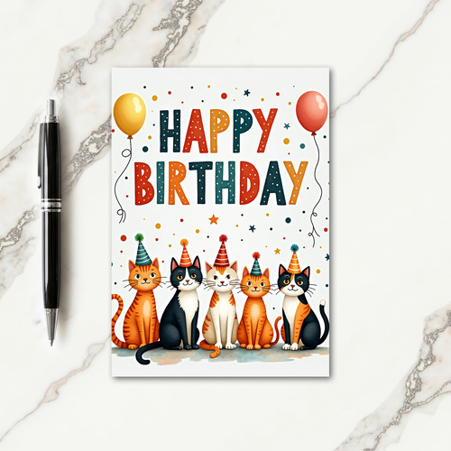 Playful Cat Birthday Card