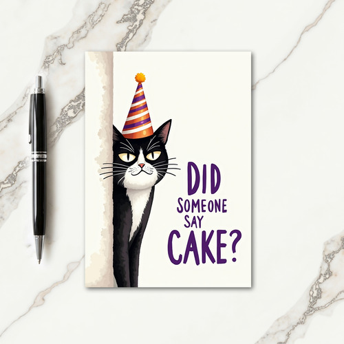 Playful Cat Peeking Birthday Card