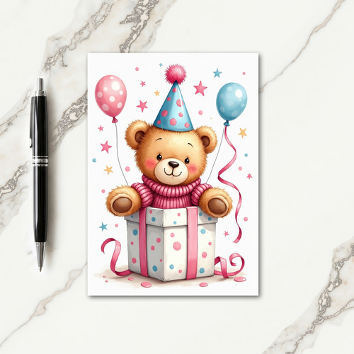 Playful Cub Gift Box Birthday Card
