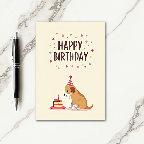Playful Dog Cake Birthday Card