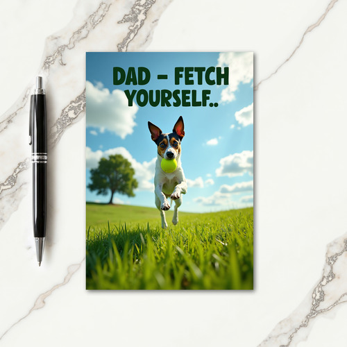 Playful Fathers Day Fetch Card