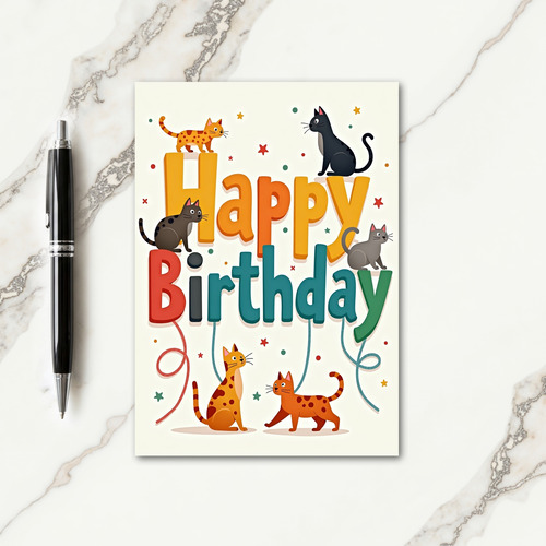Playful Felines Birthday Card