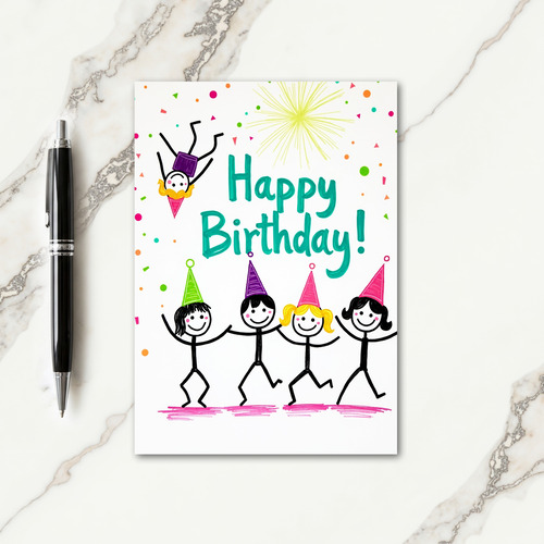 Playful Figures Birthday Card