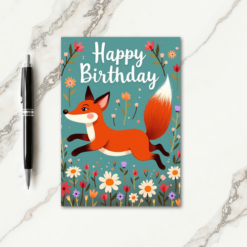 Playful Fox Birthday Card