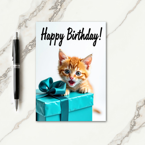 Playful Kitten Gift Box Birthday Card