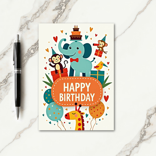 Playful Monkey Birthday Card