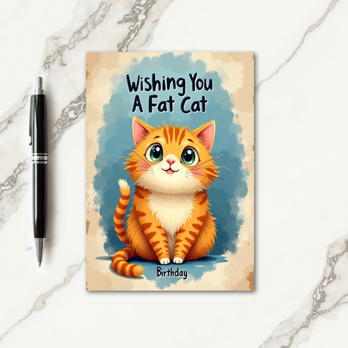 Playful Orange Cat Birthday Card