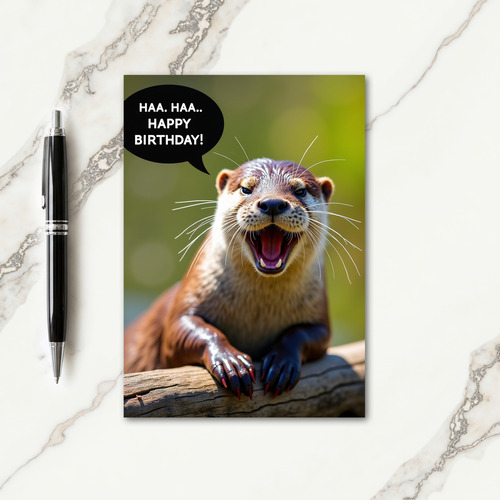 Playful Otter Birthday Card