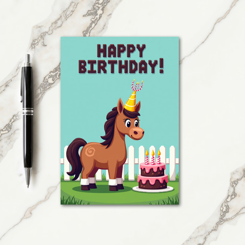 Playful Pixel Pony Birthday Card