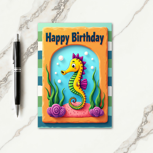 Playful Seahorse Birthday Card