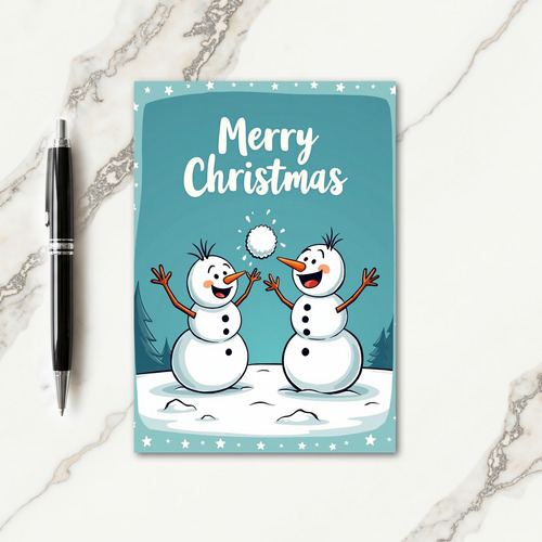 Playful Snow Pals Christmas Card