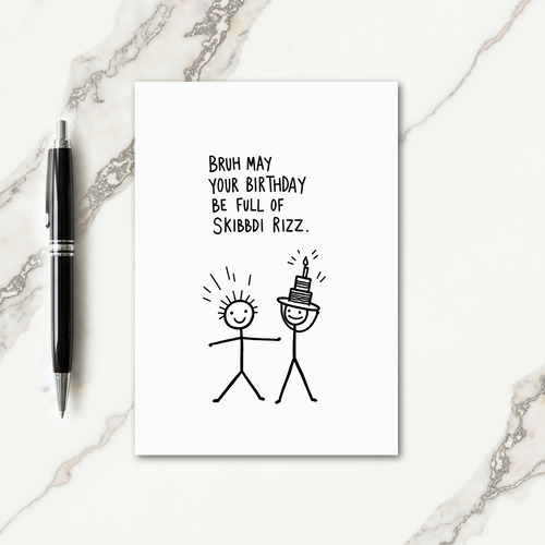 Playful Stick Figure Birthday Card