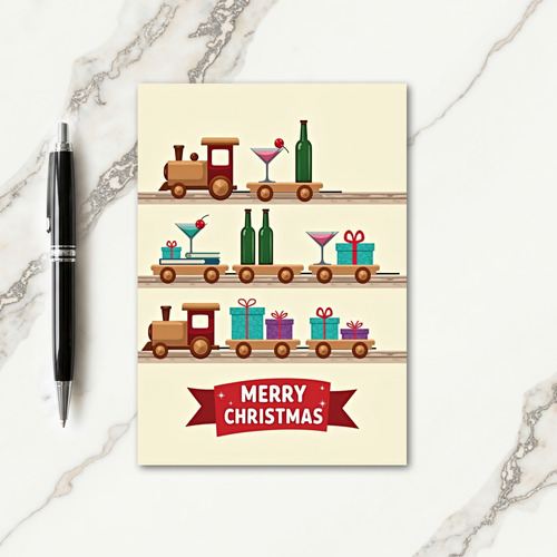 Playful Train Christmas Card