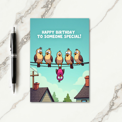Playful Wire Birds Birthday Card