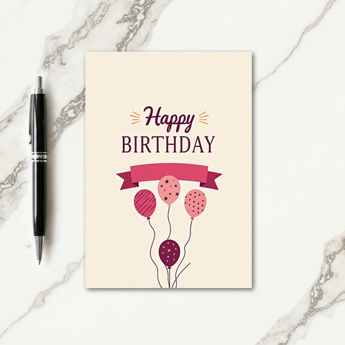 Plum Balloons Birthday Card