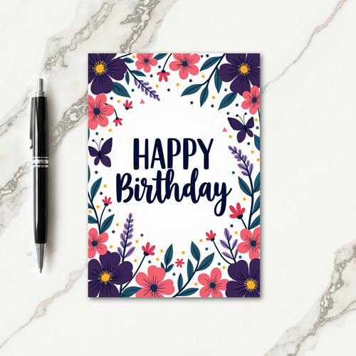 Plum Coral Birthday Card