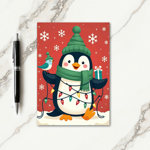 Plump Bird Beanie Christmas Card
