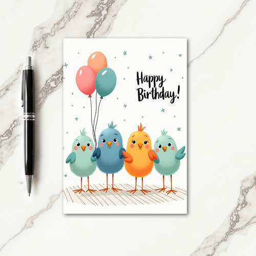 Plump Birds Birthday Card