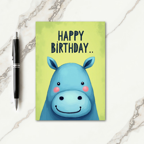 Plump Blue Animal Birthday Card