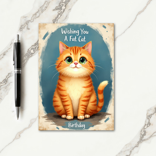 Plump Cat Birthday Wishes Card