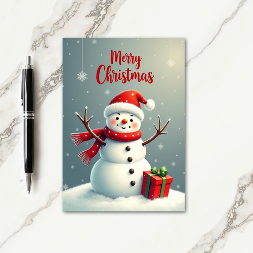 Plump Snowman Christmas Card