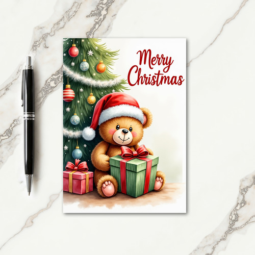 Plush Animal Hat Christmas Card