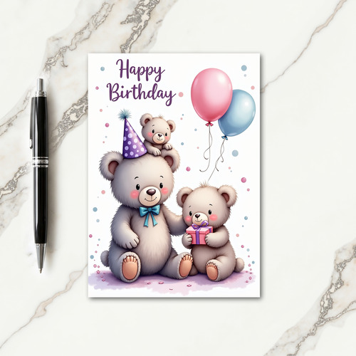 Plush Bear Birthday Art Card