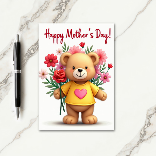 Plush Bear Mothers Day Floral Card