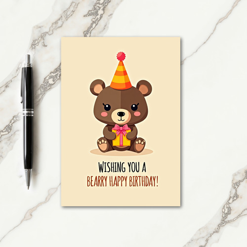 Plush Bear Party Hat Card