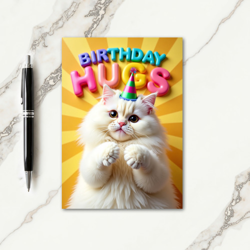 Plush Cat Birthday Hat Card