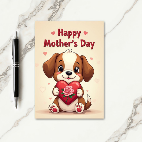 Plush Dog Heart Love Card