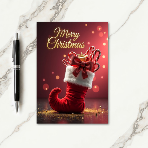 Plush Stocking Christmas Card
