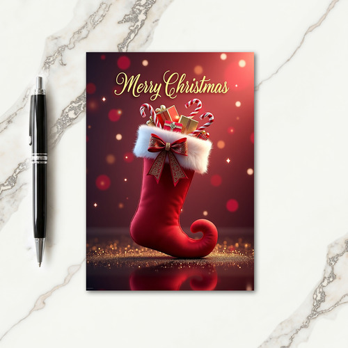 Plush Stocking Gifts Christmas Card