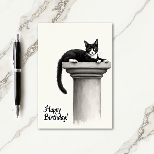 Poised Feline Birthday Card