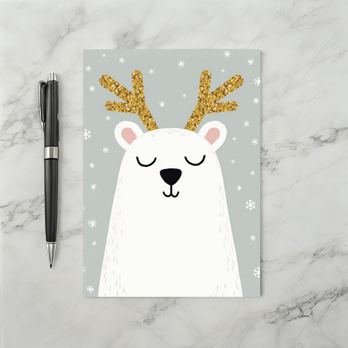 Polar Bear Reindeer Christmas Card