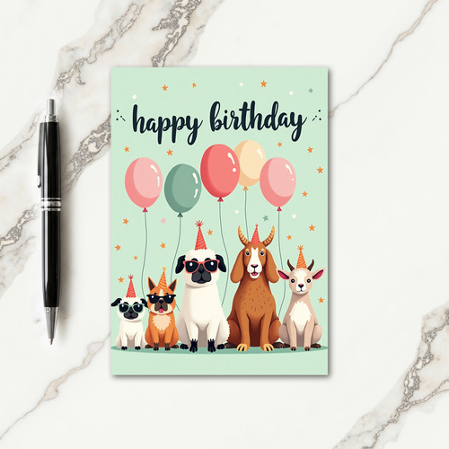 Polka Dot Animal Birthday Card
