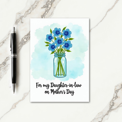 Polka Dot Azure Flower Card