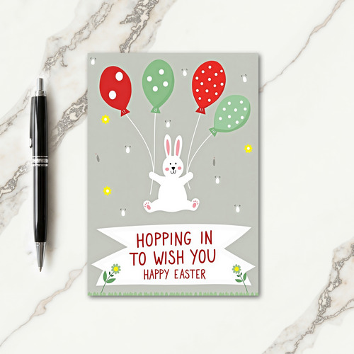 Polka Dot Balloon Rabbit Card