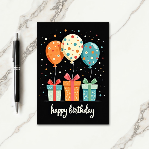 Polka Dot Balloons Birthday Card