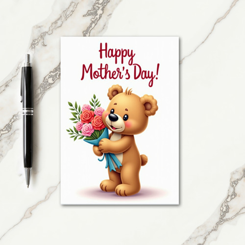 Polka Dot Bear Bouquet Card