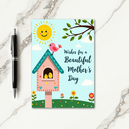 Polka Dot Birdhouse Springtime Card