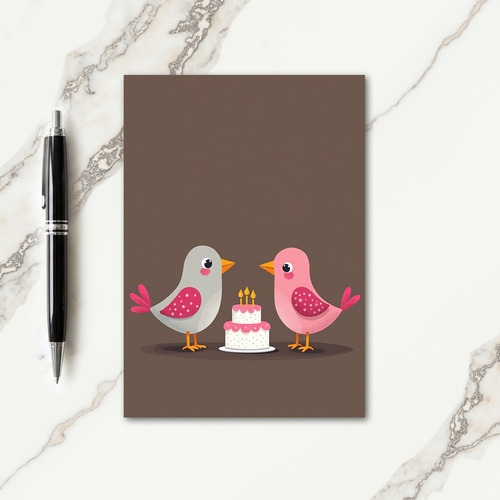 Polka Dot Birds Birthday Card