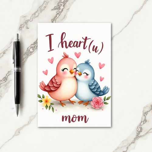 Polka Dot Birds Loving Embrace Card