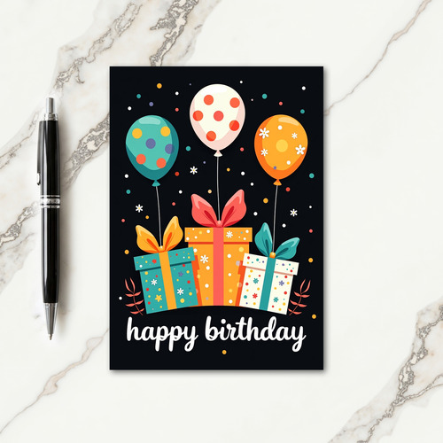 Polka Dot Birthday Balloons Card