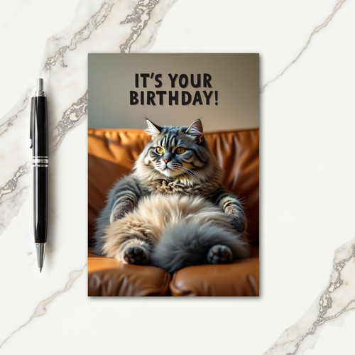 Polka Dot Birthday Feline Card